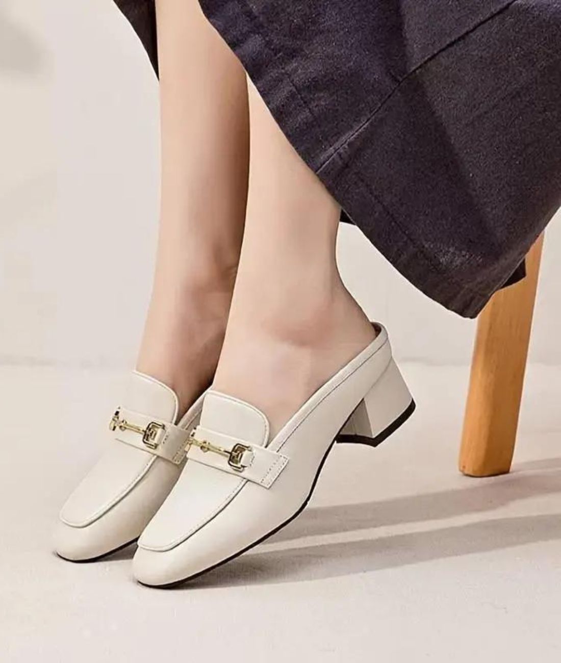 Women’s Low Heel Patent Leather Loafers Sand Beige
