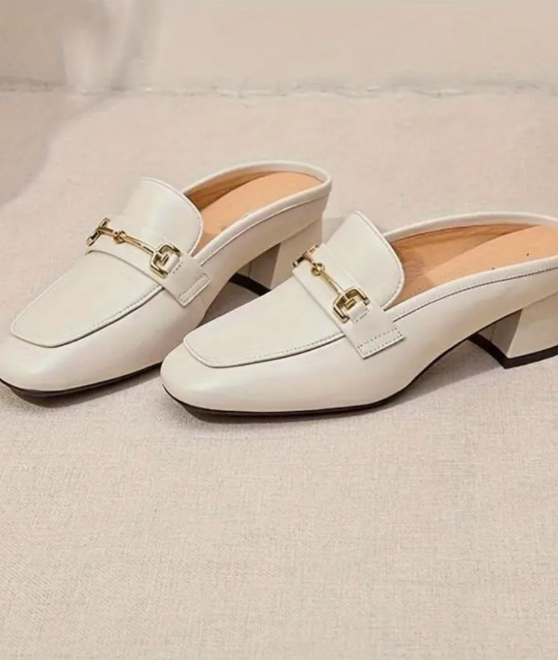 Women’s Low Heel Patent Leather Loafers Sand Beige
