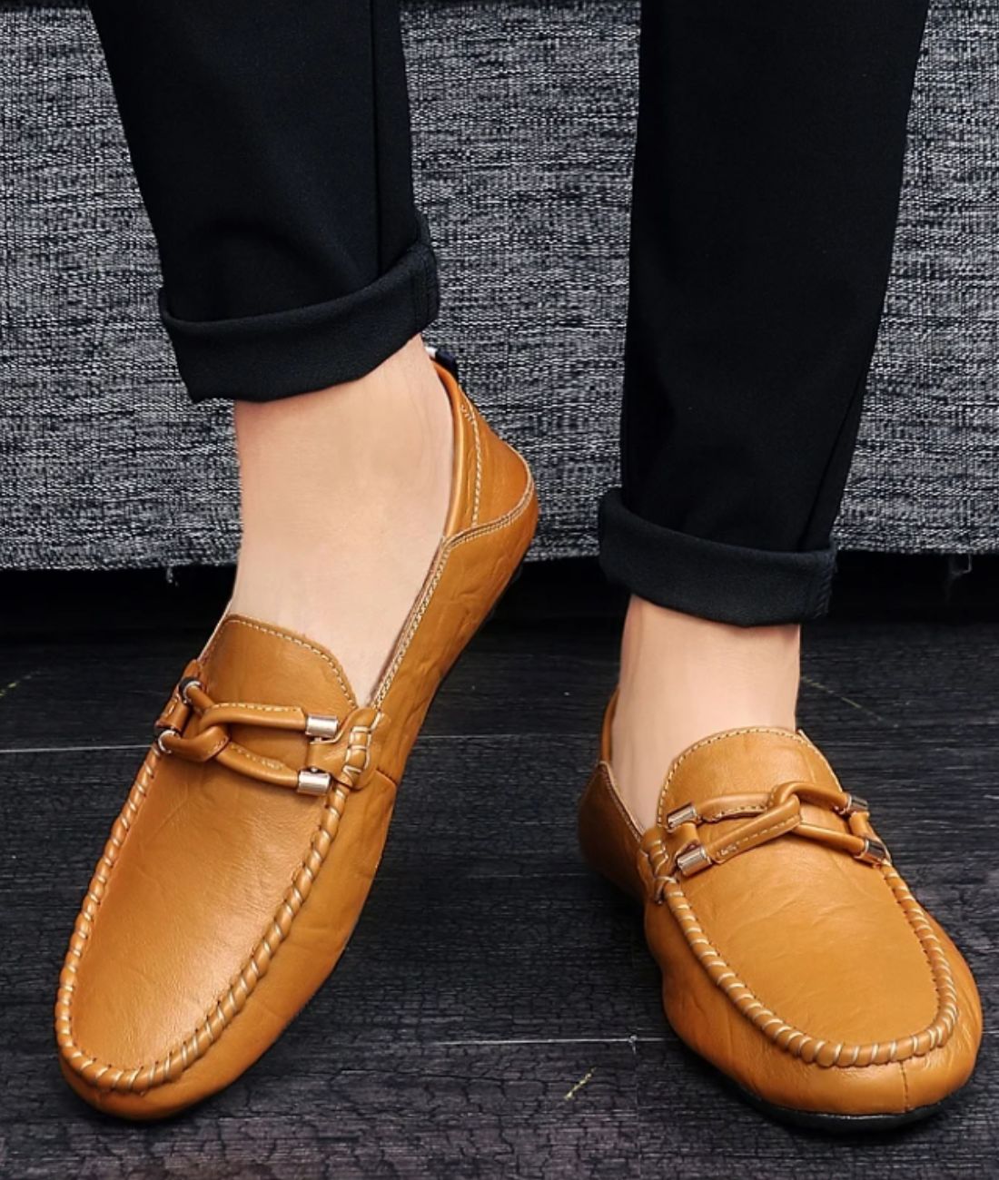 Men’s Driving Leather Loafers Camel