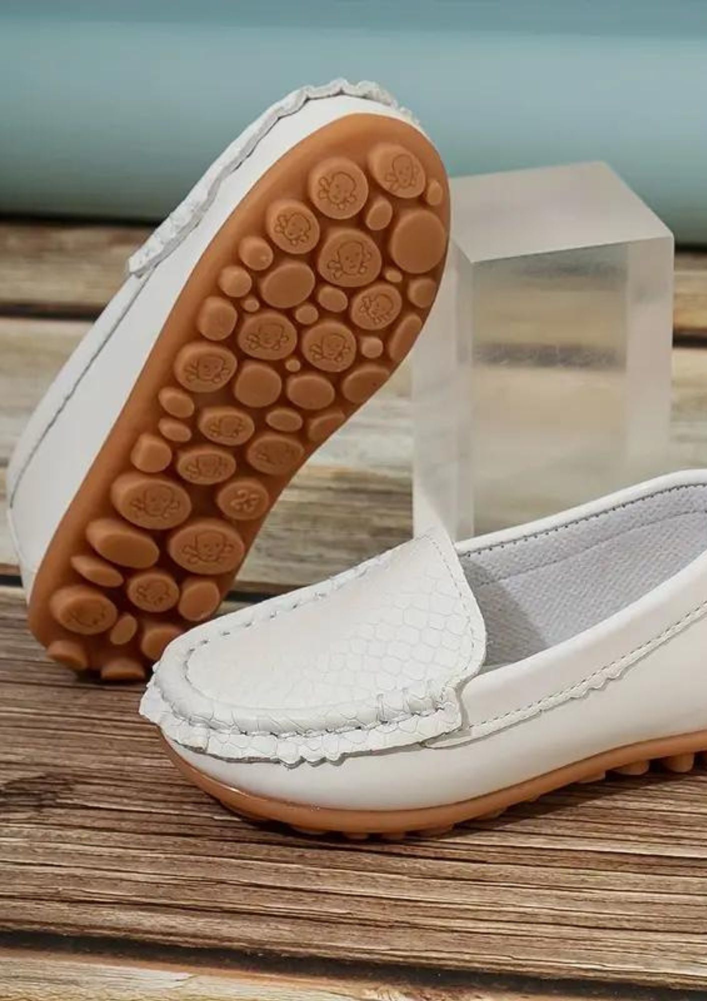 Men’s Driving Leather Loafers Off White