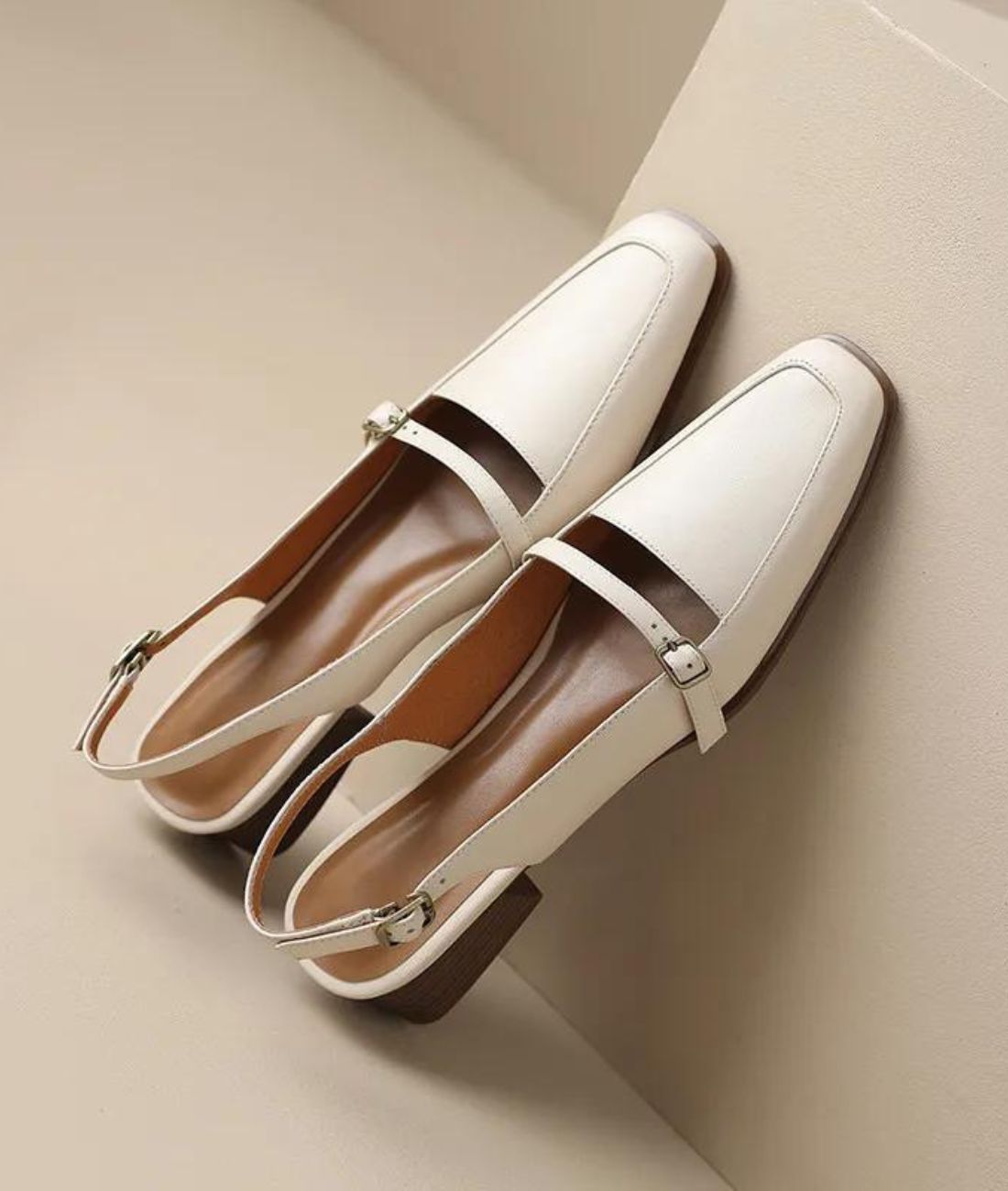 Women’s Low Heel Patent Leather Loafers Sand Beige