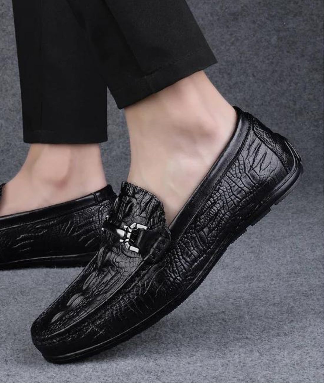 Men’s Platform Leather Loafers Deep Black