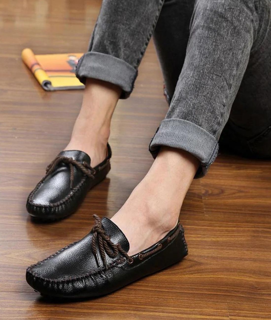 Men’s Driving Leather Loafers Deep Black