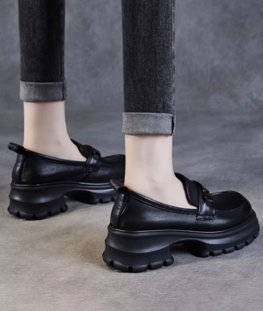 Women’s Chunky Patent Leather Loafers Deep Black
