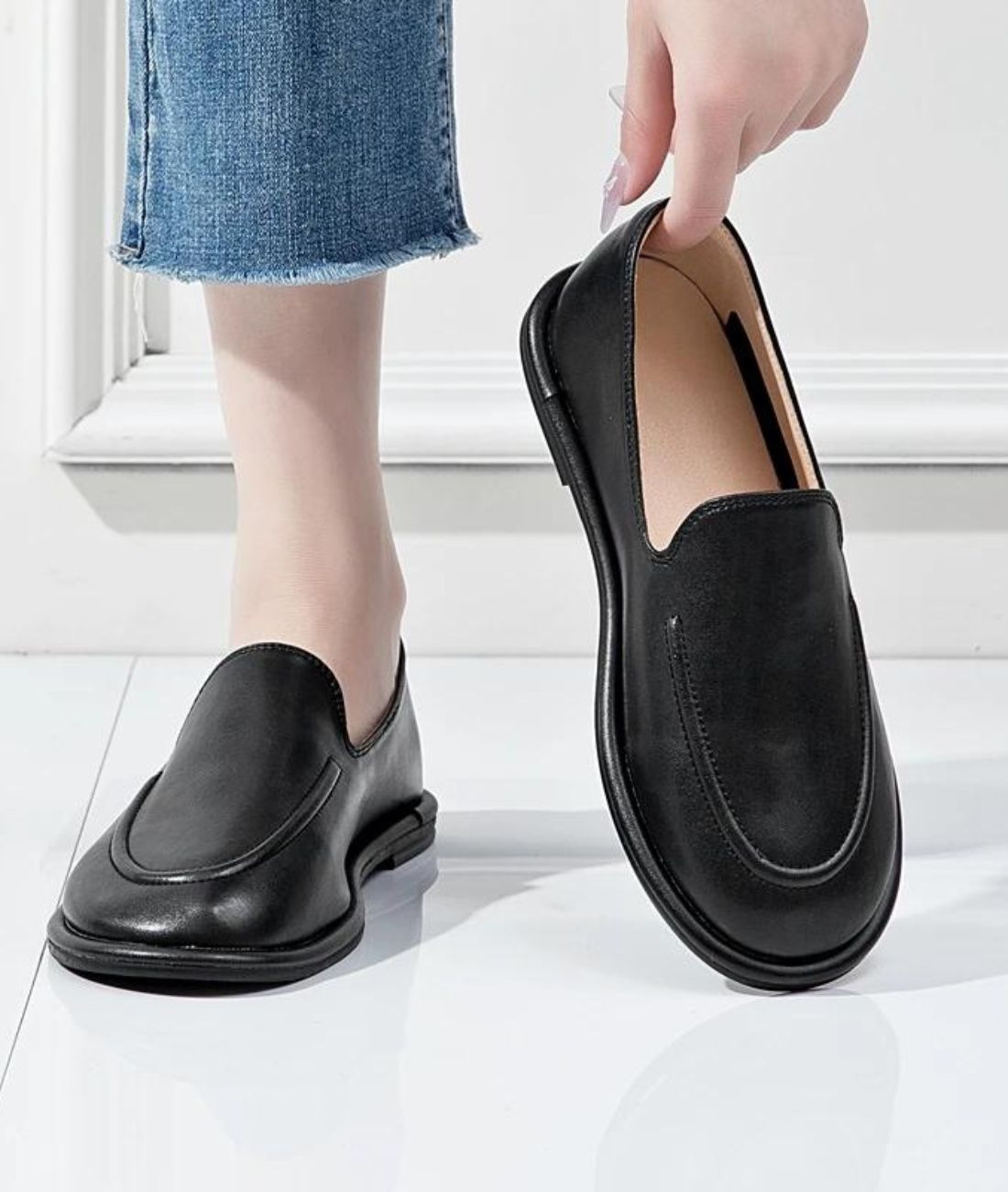 Men’s Slip On Patent Leather Loafers Deep Black