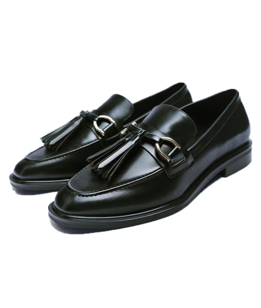 Men’s Tassel Patent Leather Loafers in Deep Black