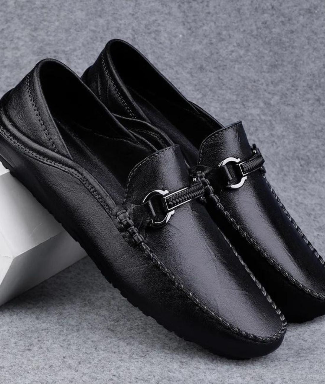 Men’s Slip On Leather Loafers Deep Black