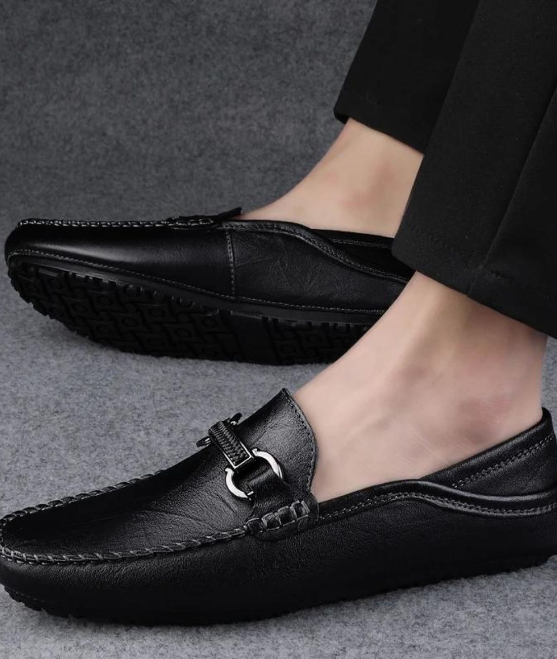 Men’s Slip On Leather Loafers Deep Black