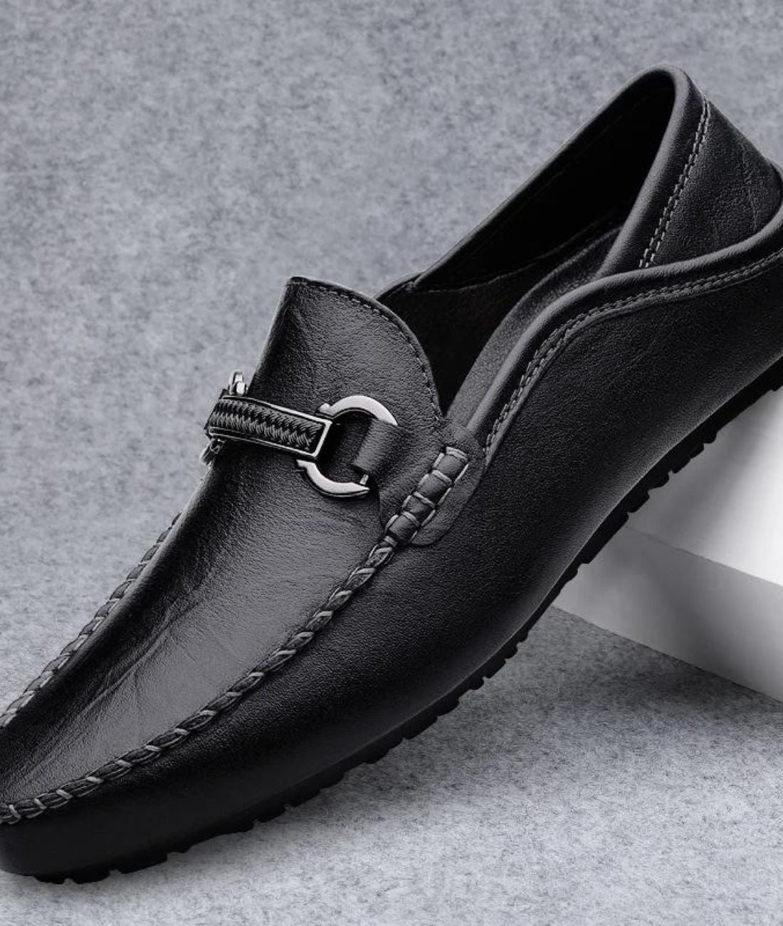 Men’s Slip On Leather Loafers Deep Black