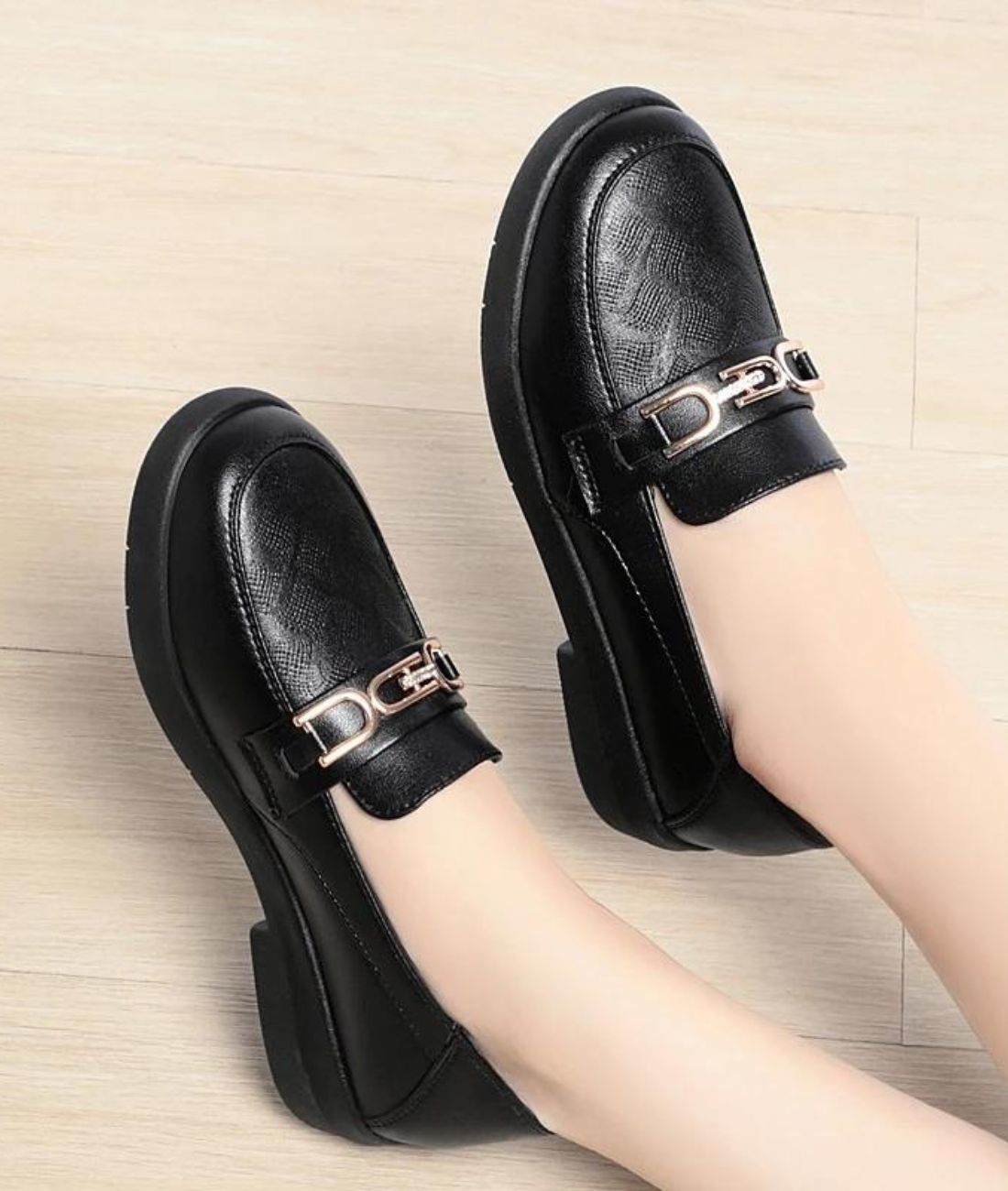 Women’s Slip On Patent Leather Loafers Deep Black