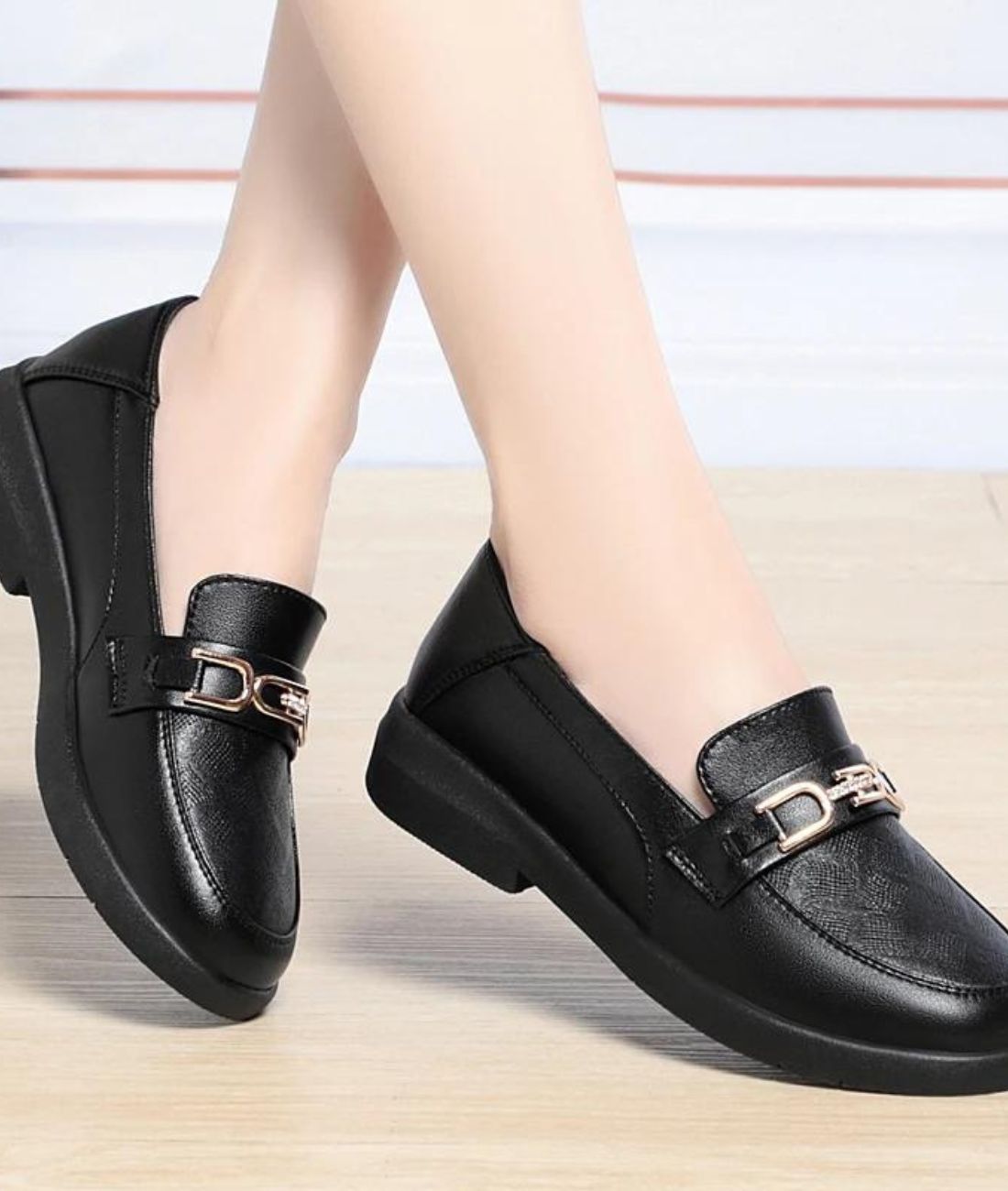 Women’s Slip On Patent Leather Loafers Deep Black
