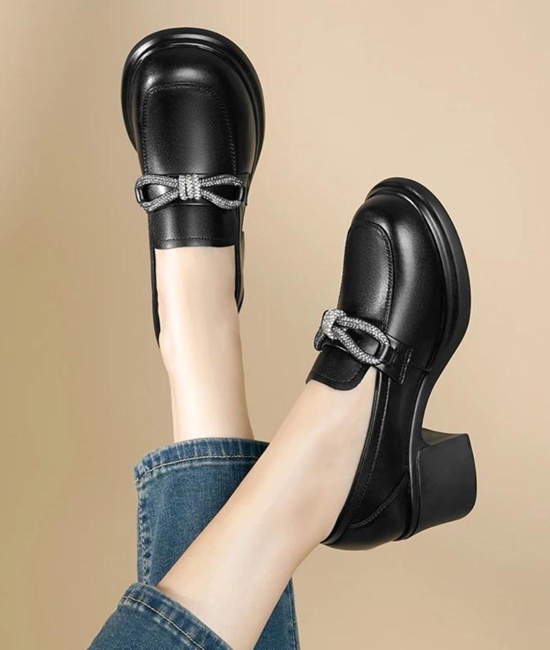 Women’s Chunky Leather Loafers Deep Black