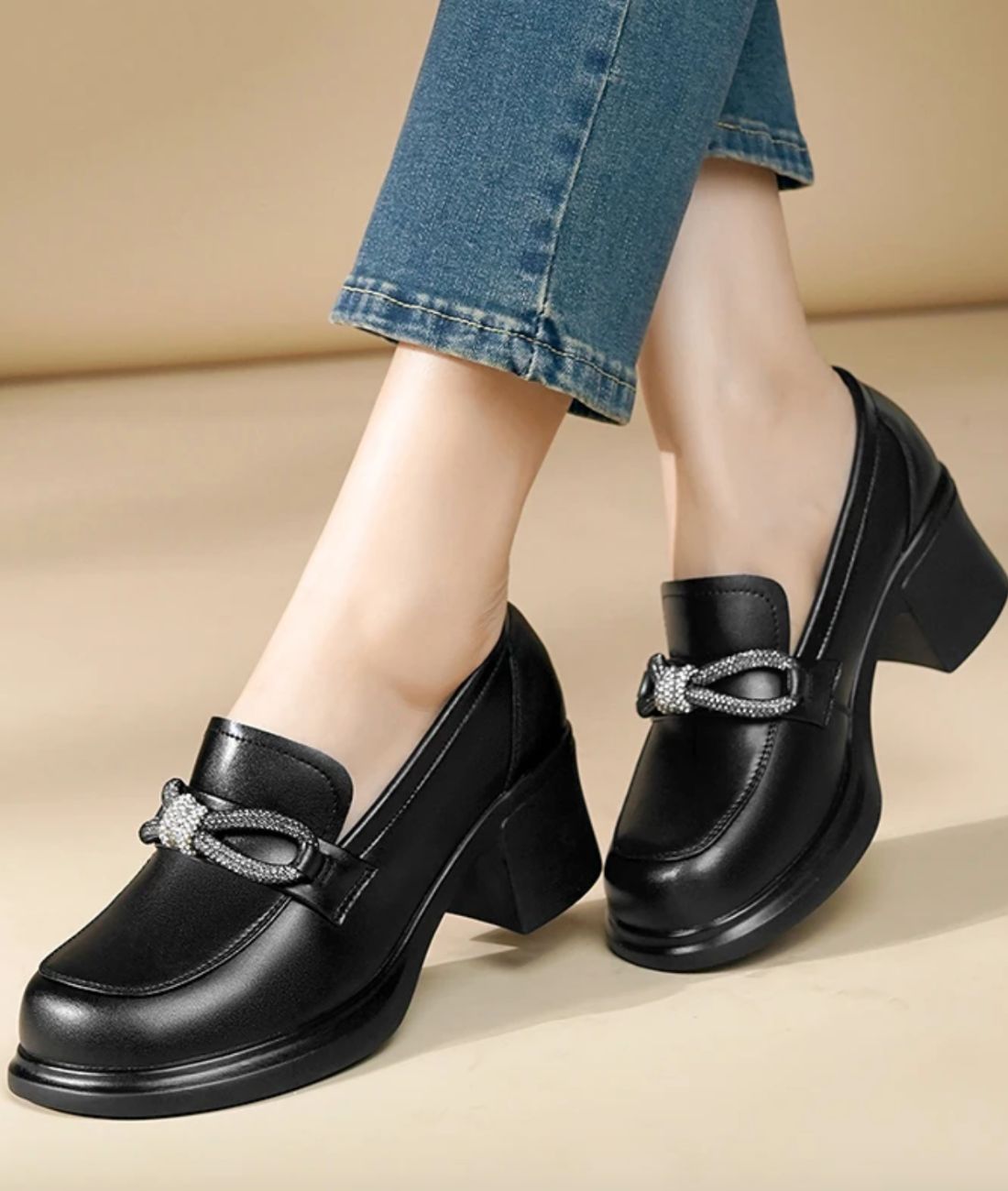 Women’s Chunky Leather Loafers Deep Black