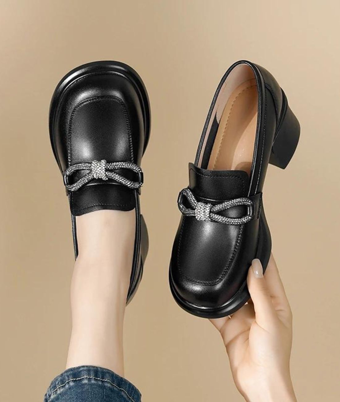 Women’s Chunky Leather Loafers Deep Black