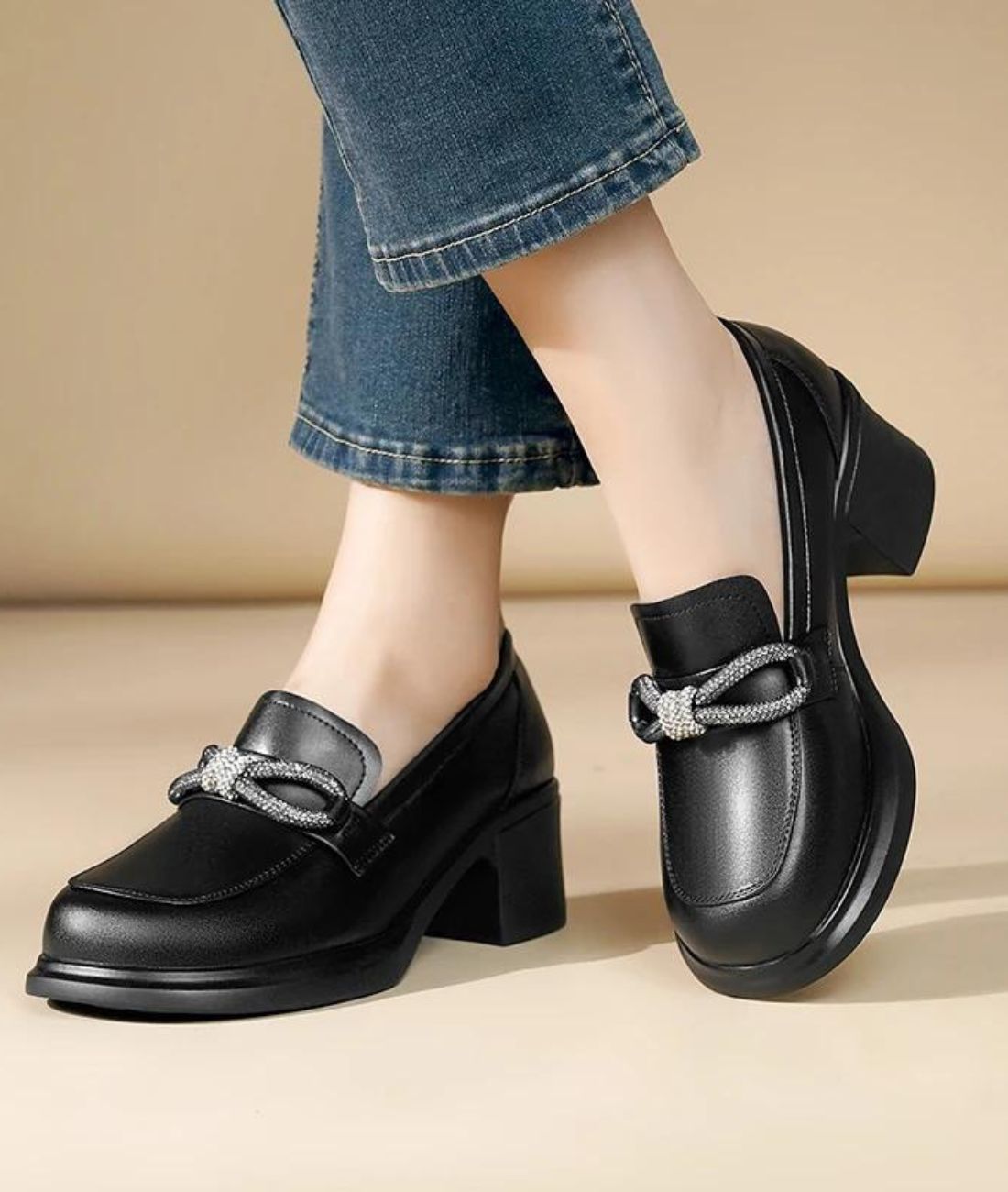 Women’s Chunky Leather Loafers Deep Black