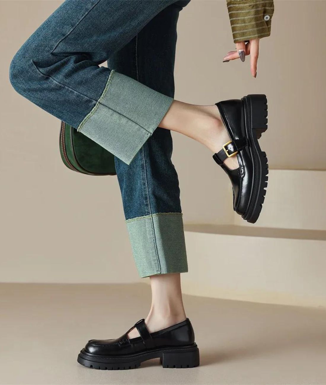 Women’s Chunky Patent Leather Loafers Deep Black