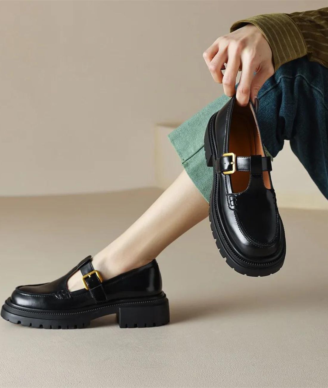 Women’s Chunky Patent Leather Loafers Deep Black