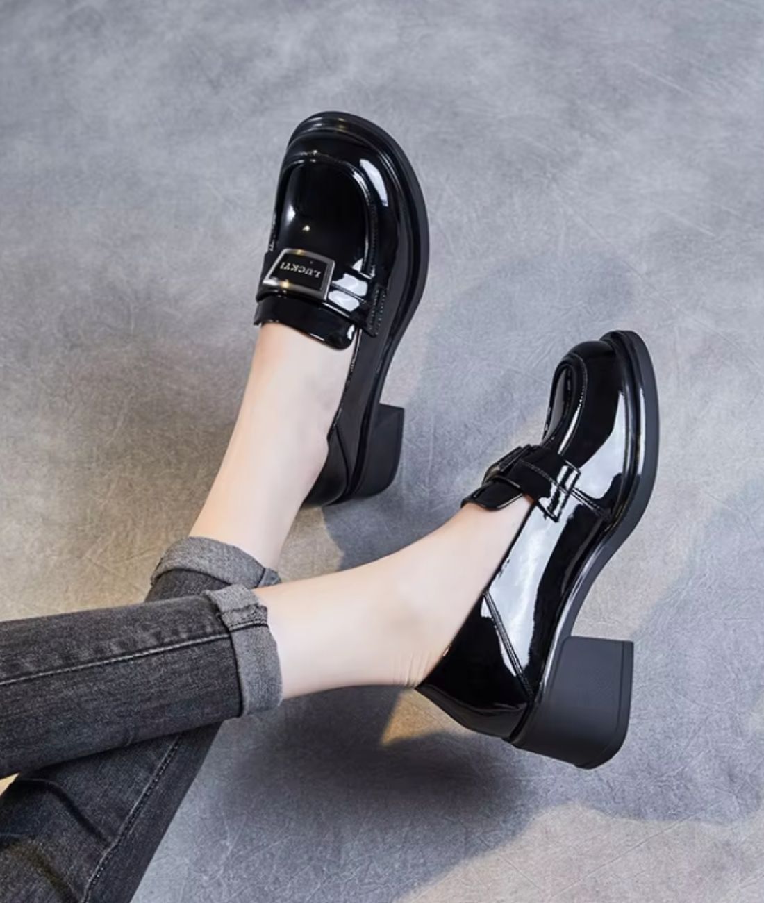 Women’s Slip On Patent Leather Loafers Deep Black