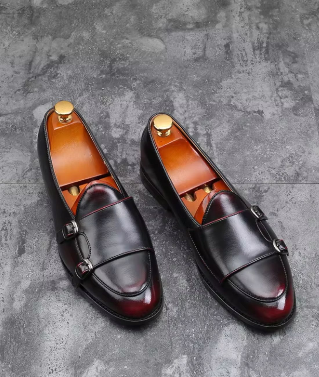 Men’s Slip On Patent Leather Loafers Burgundy
