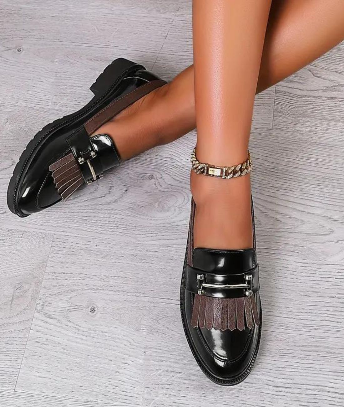Women’s Slip On Patent Leather Loafers Coffee Brown