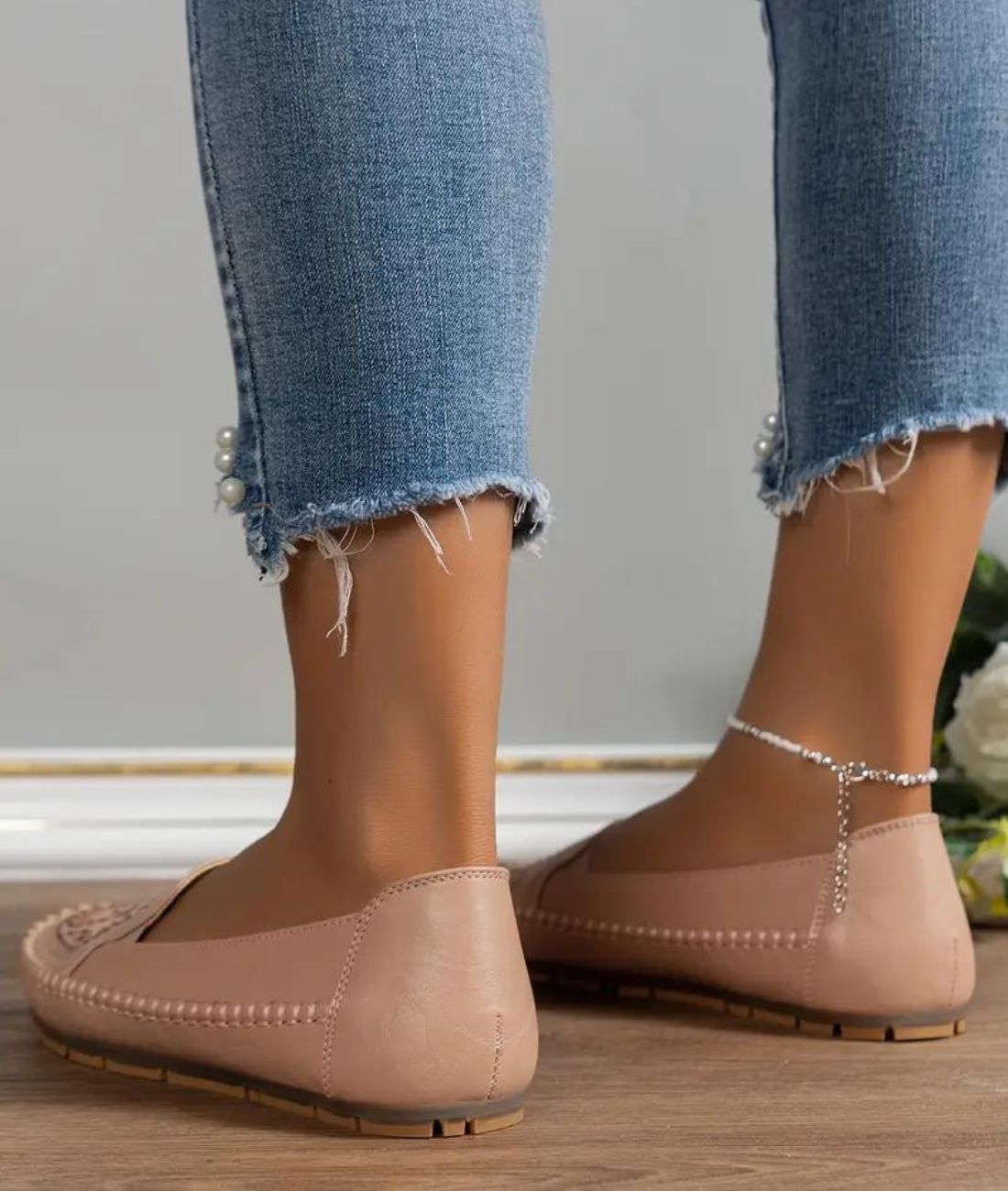 Women’s Slip On Leather Loafers Sand Beige
