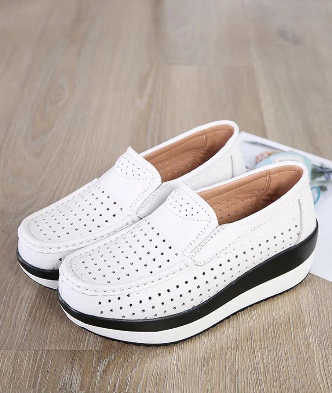Women’s Platform Patent Leather Loafers Off White