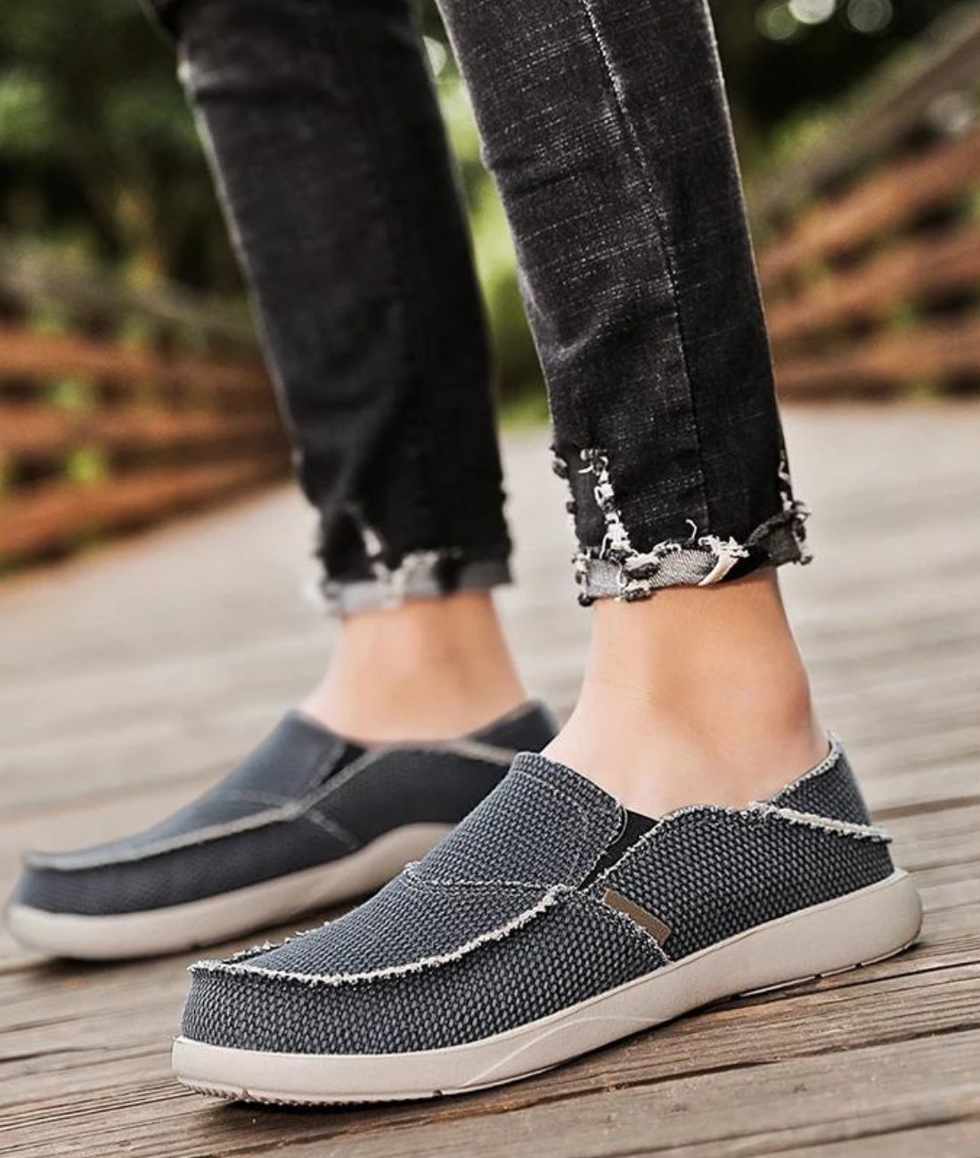 Men’s Slip On Patent Leather Loafers Grey