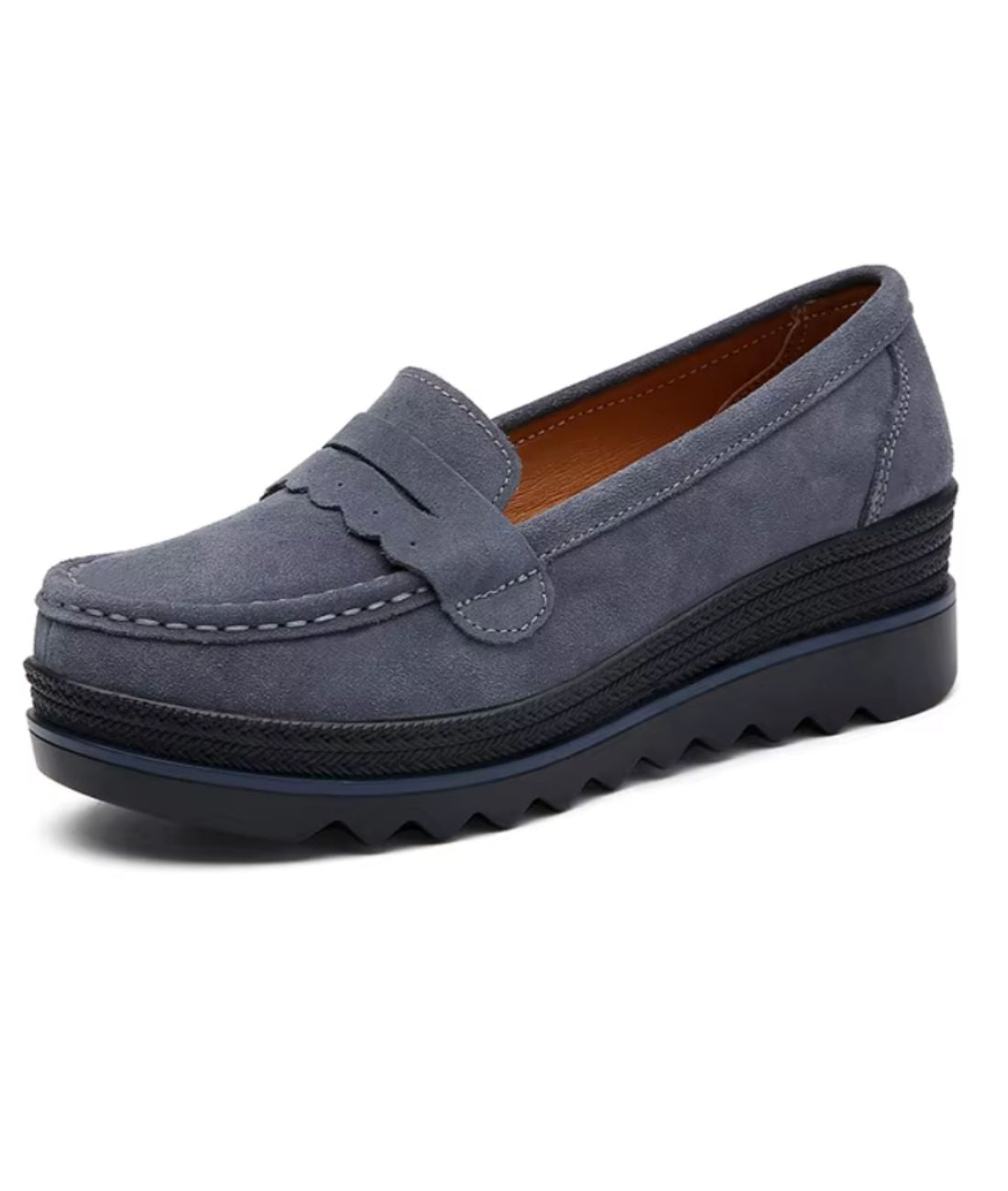 Women’s Heeled Suede Loafers Grey