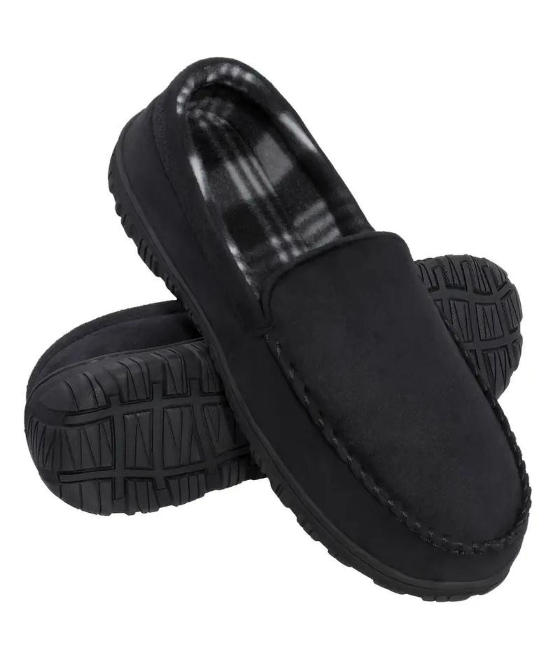 Men’s Slip On Leather Loafers Deep Black Textured Sole