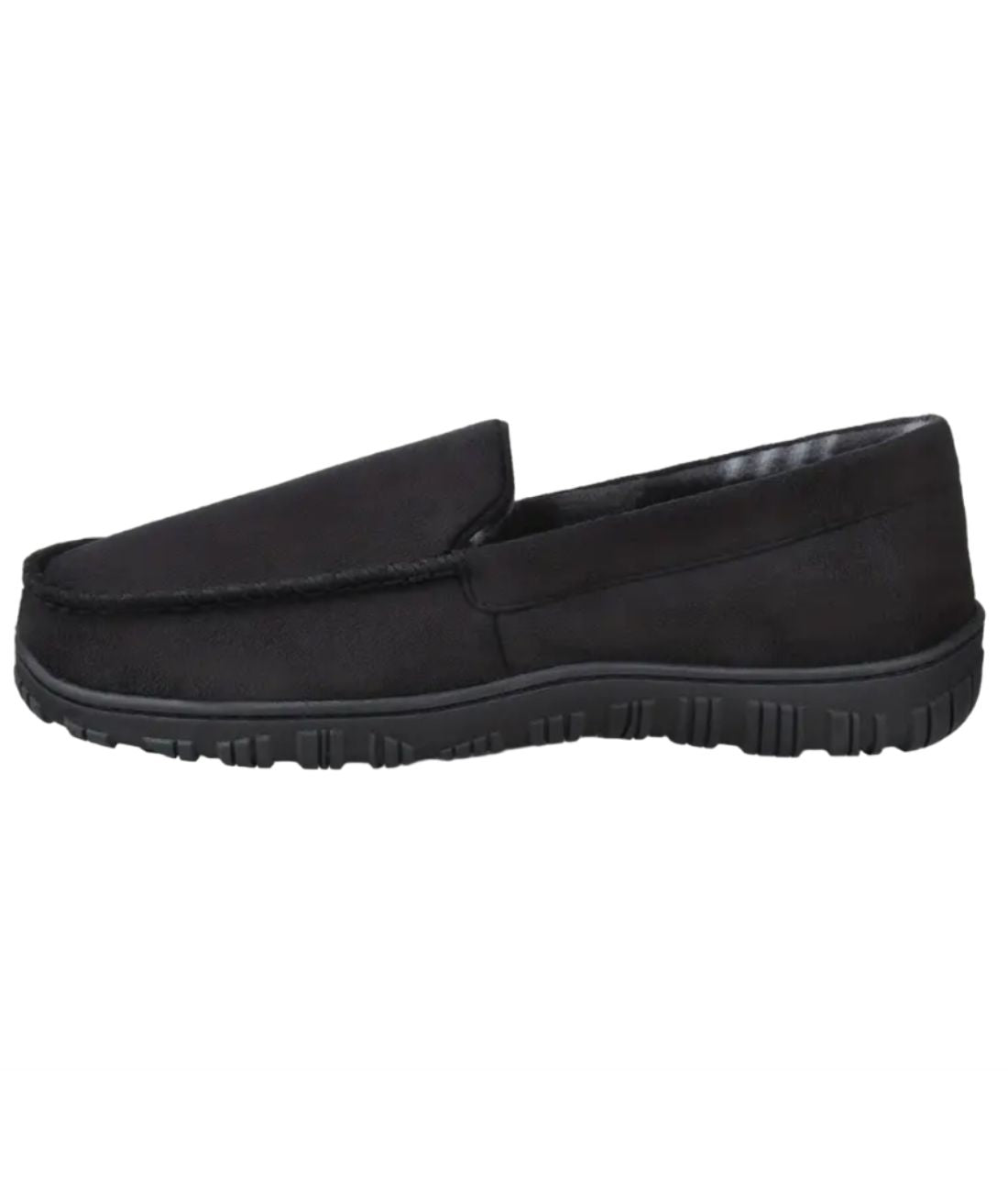 Men’s Slip On Leather Loafers Deep Black Textured Sole