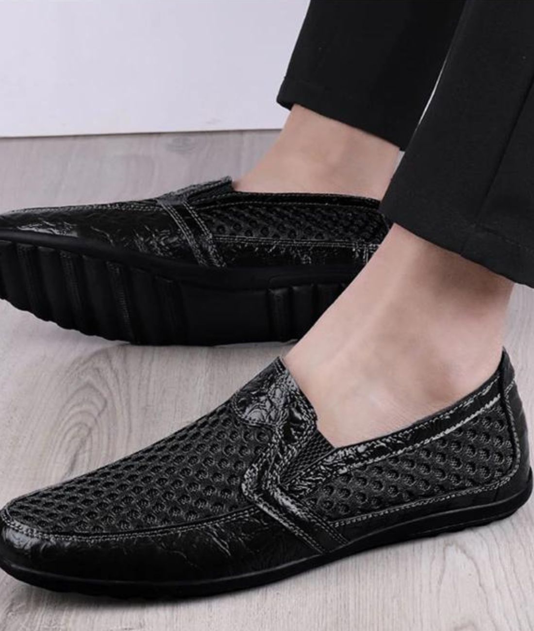 Men’s Slip On Leather Loafers Deep Black