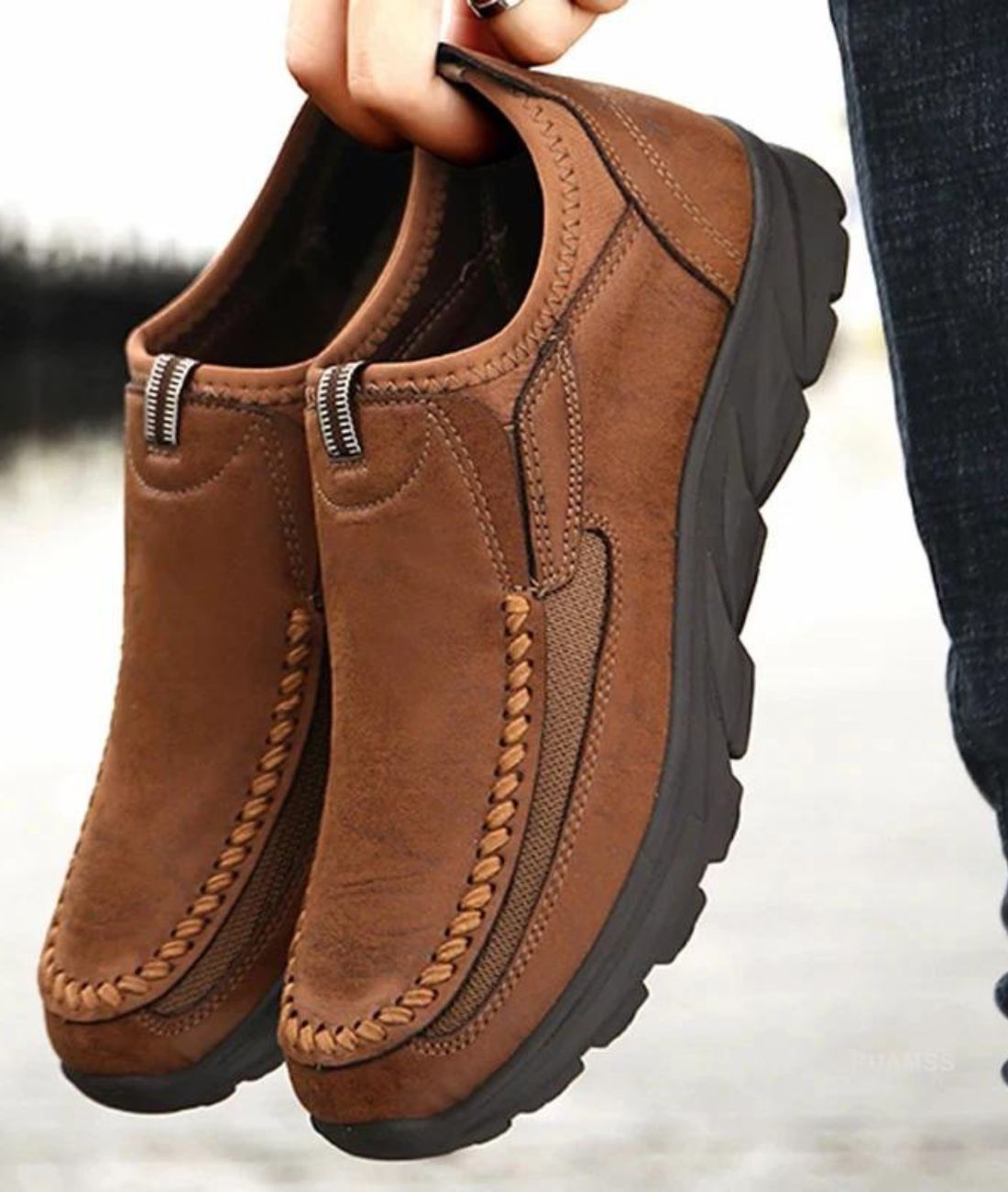 Men’s Slip On Leather Loafers Coffee Brown