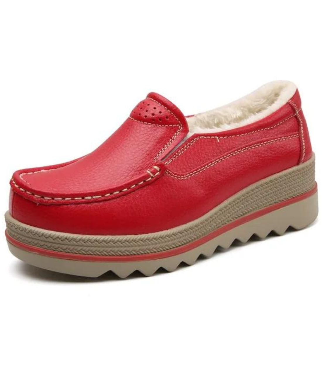 Women’s Platform Patent Leather Loafers Vermilion Red