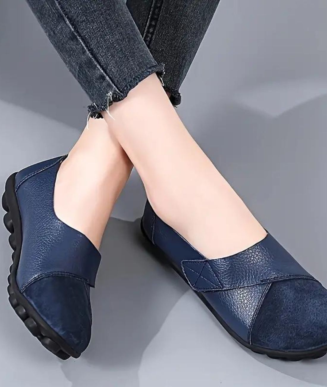 Women’s Slip On Patent Leather Loafers Navy