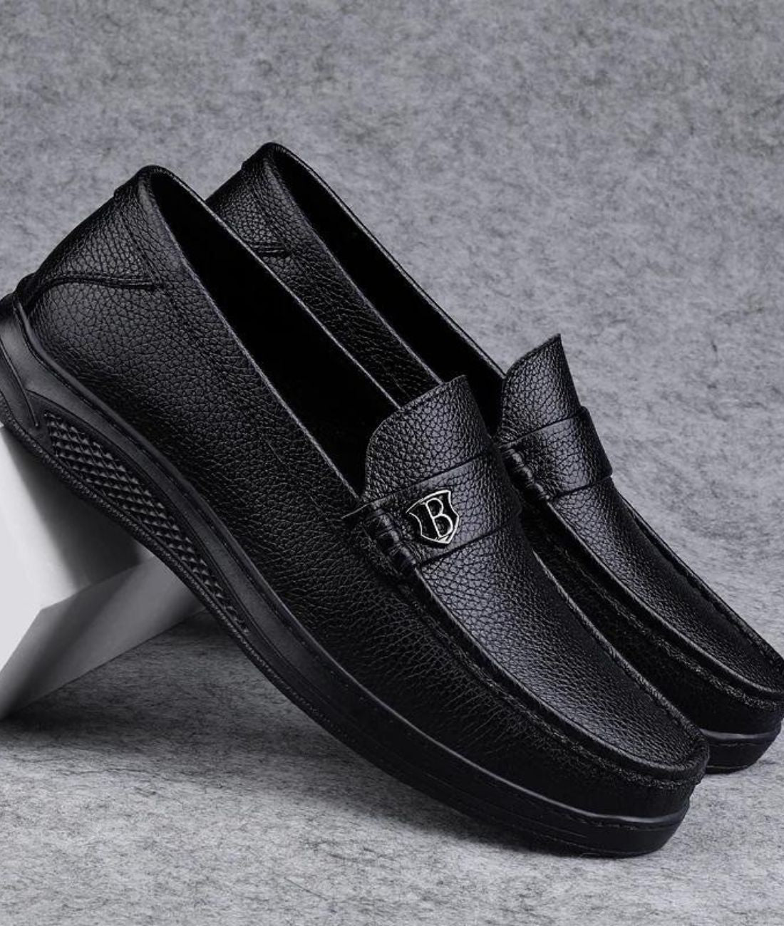 Men’s Slip On Toe Patent Leather Loafers Deep Black