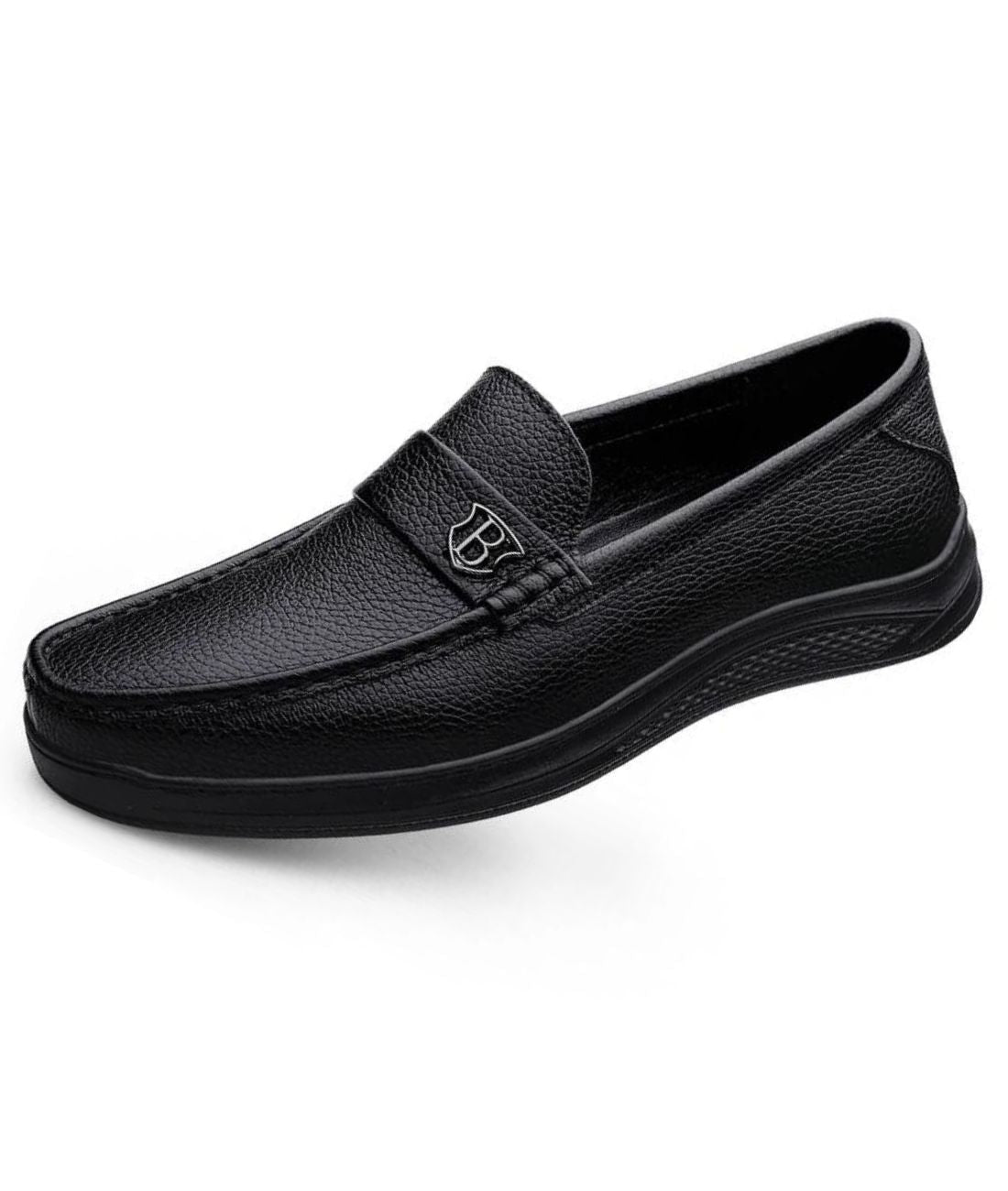 Men’s Slip On Toe Patent Leather Loafers Deep Black