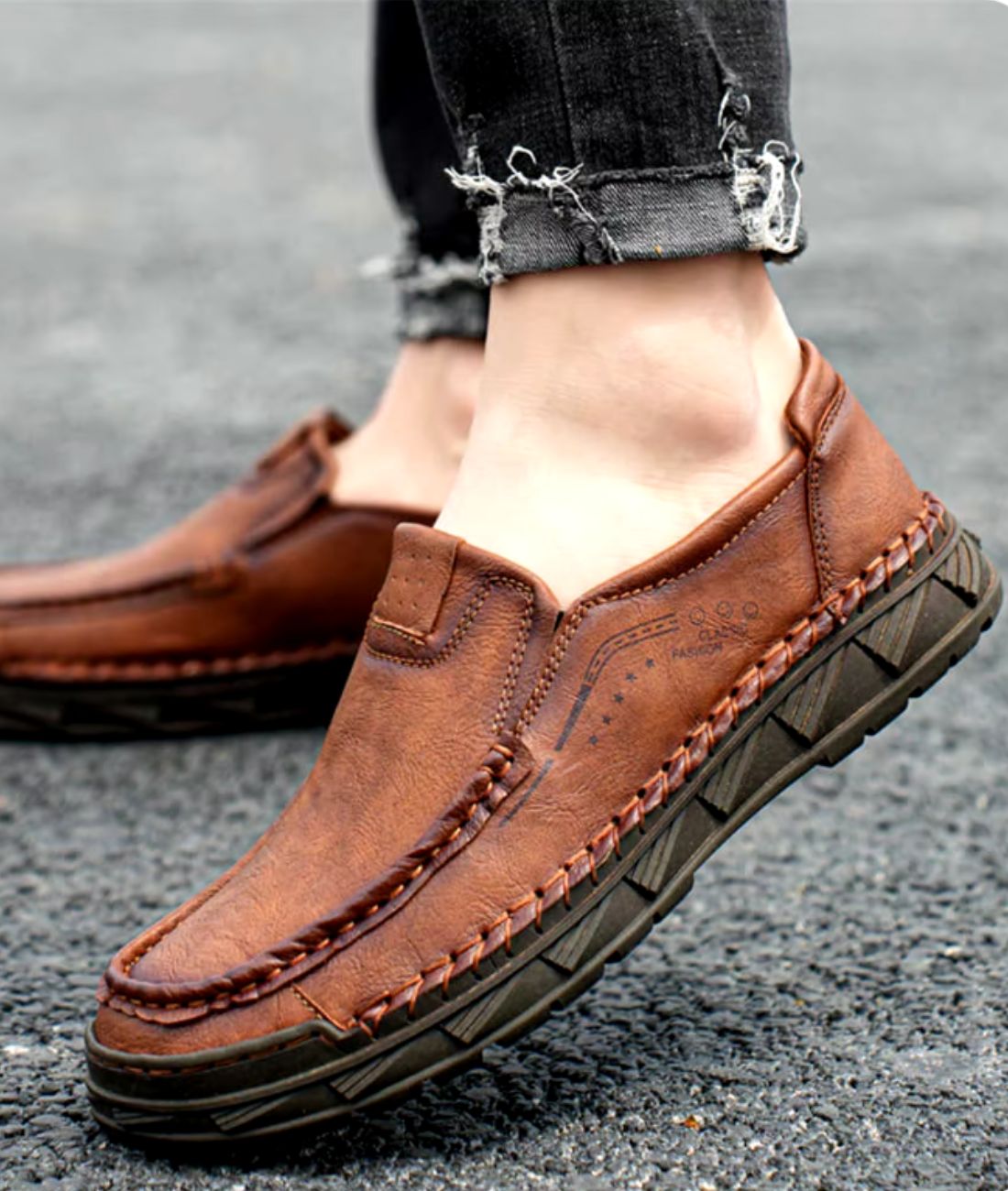 Men’s Slip On Patent Leather Loafers in Deep Black