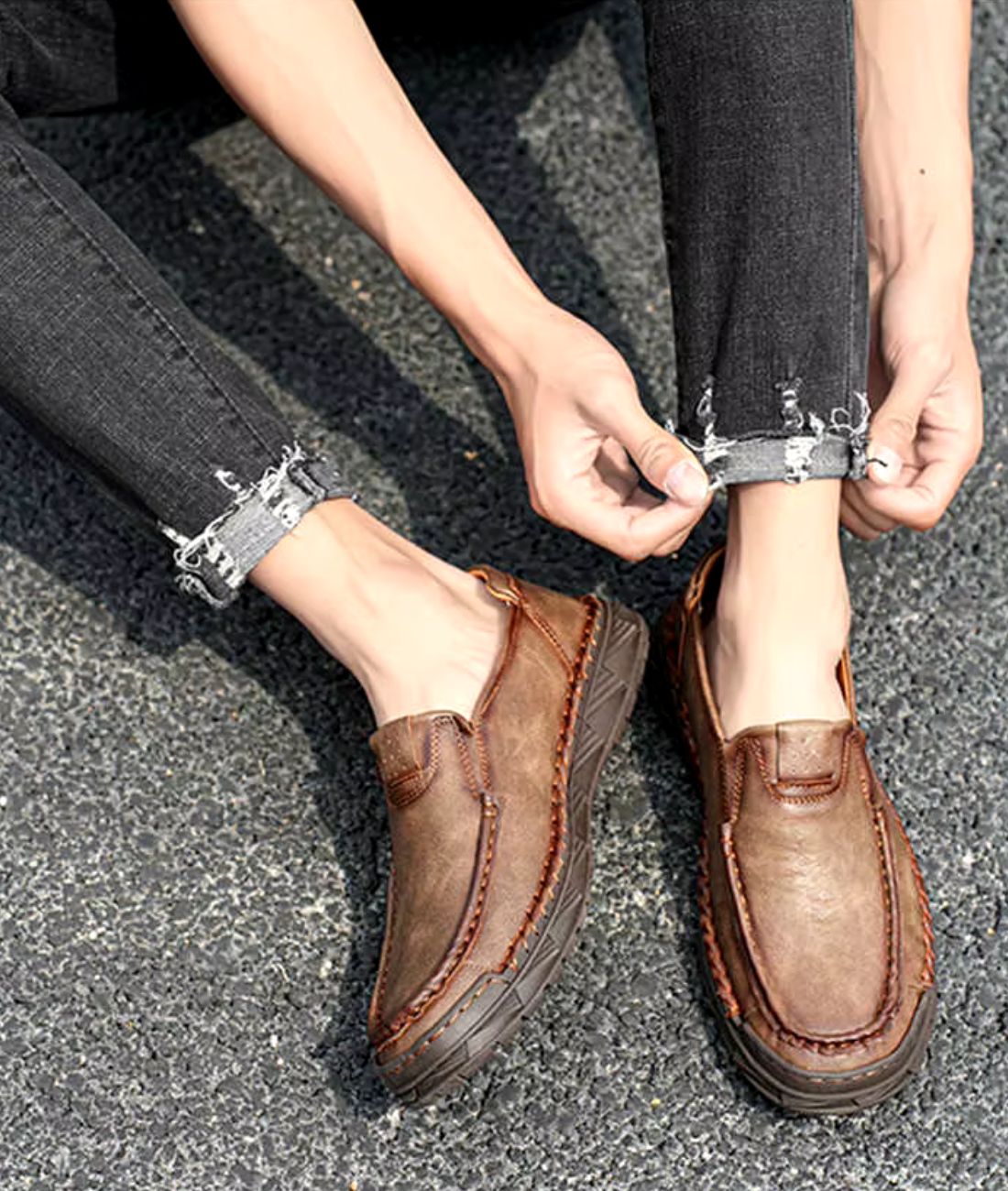 Men’s Slip On Patent Leather Loafers in Deep Black