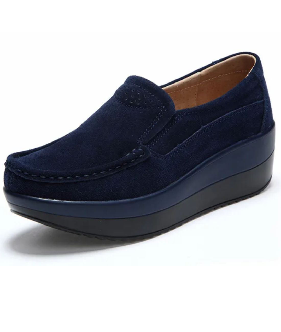 Women’s Platform Suede Loafers Navy