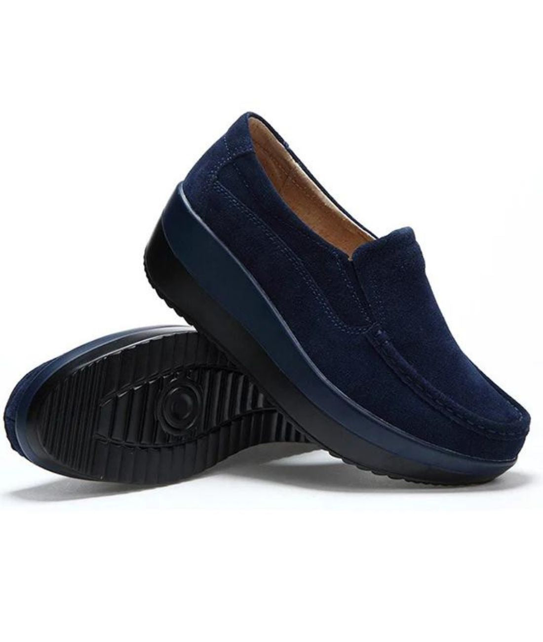 Women’s Platform Suede Loafers Navy