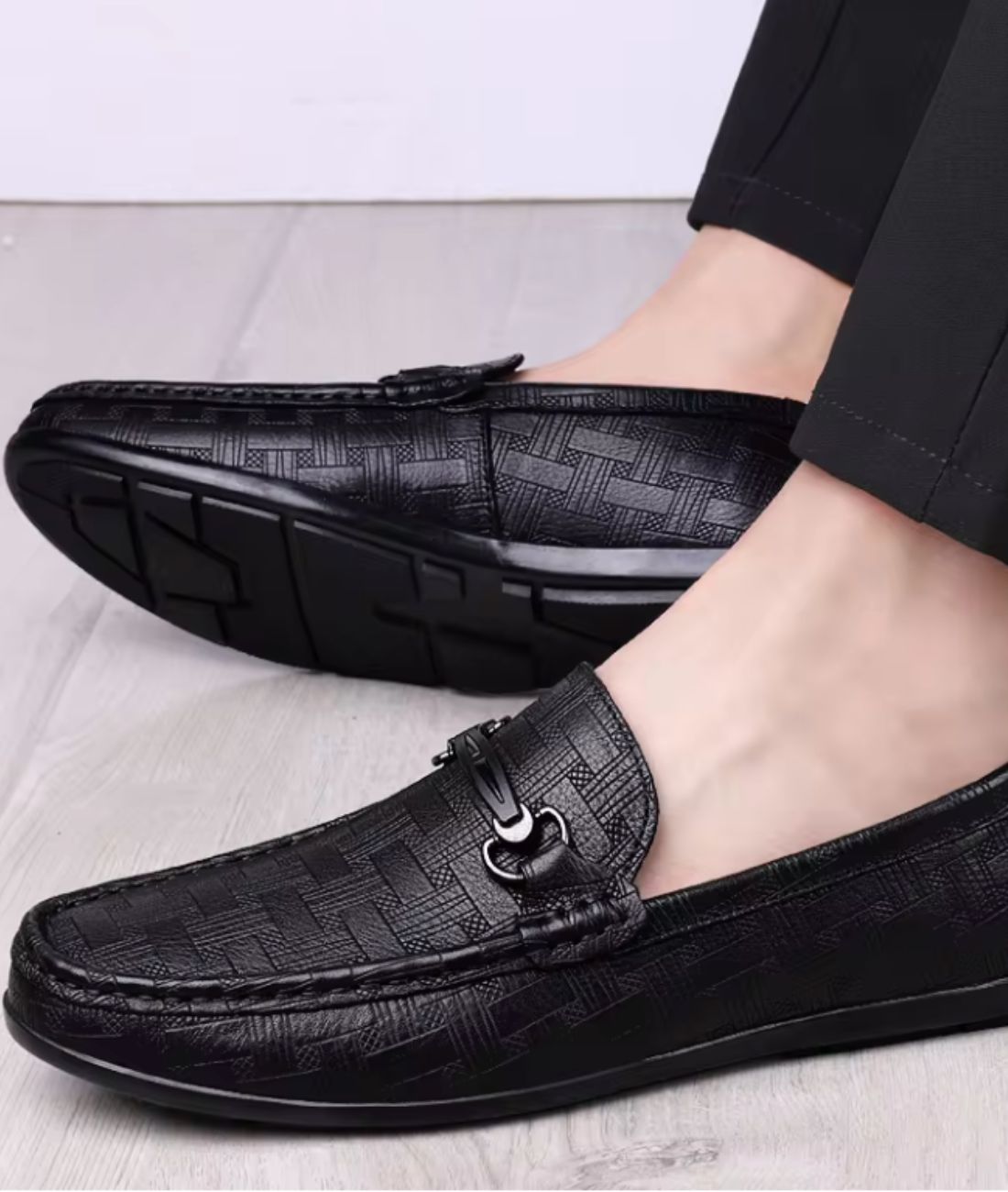 Men’s Horsebit Patent Leather Loafers Deep Black