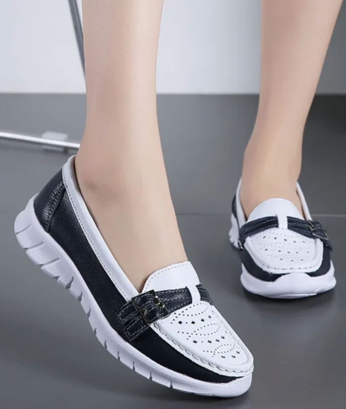 Women’s Slip On Patent Leather Loafers Off White