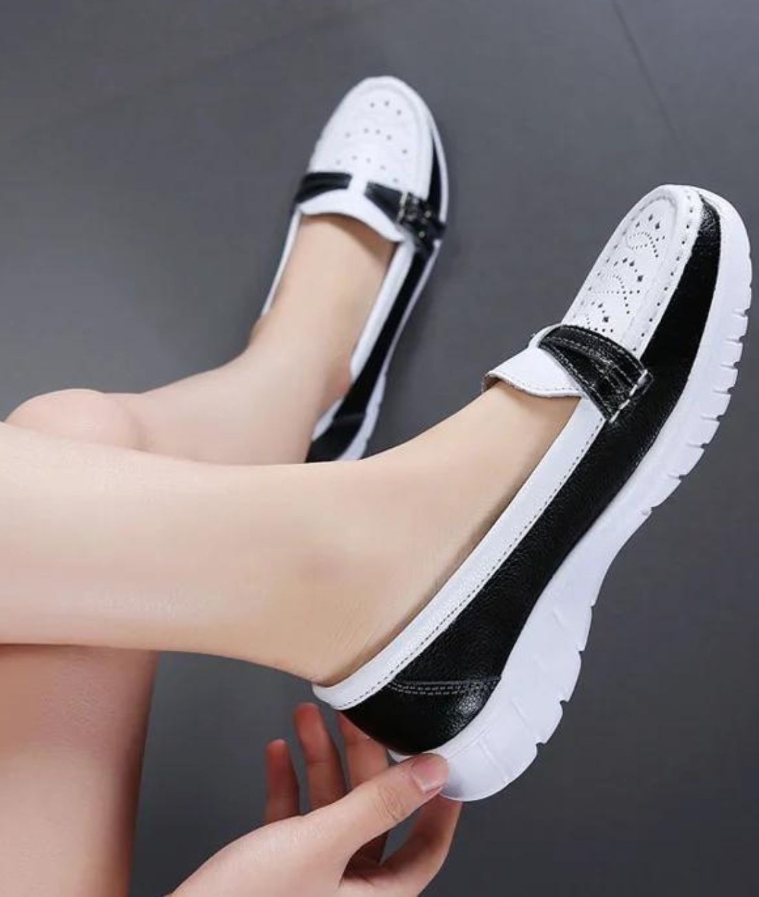 Women’s Slip On Patent Leather Loafers Off White