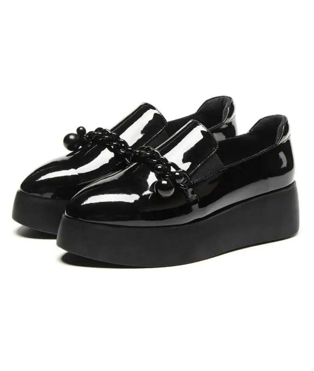 Women’s Slip On Patent Leather Loafers Deep Black