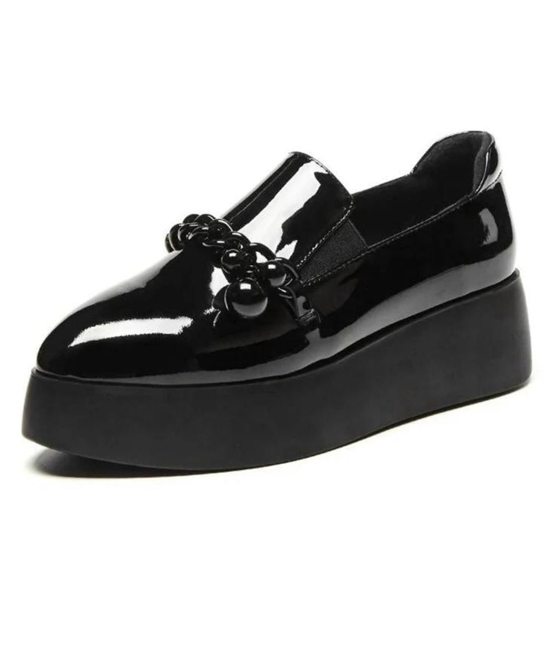 Women’s Slip On Patent Leather Loafers Deep Black