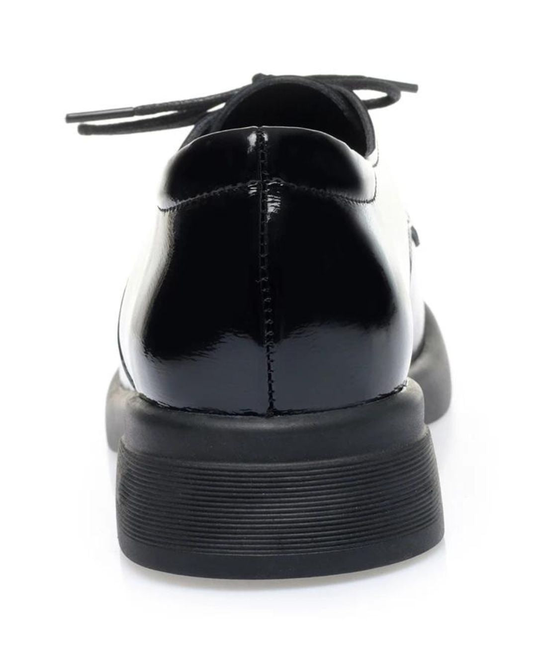 Women’s Chunky Patent Leather Loafers Deep Black Pointed Toe