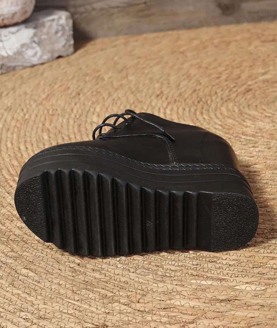 Women’s Platform Patent Leather Loafers in Deep Black
