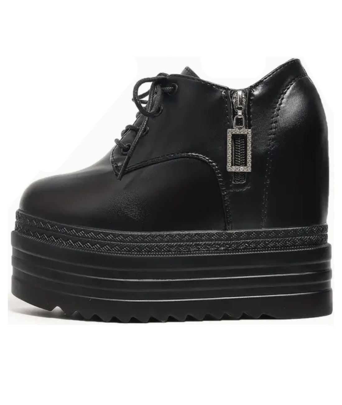 Women’s Platform Patent Leather Loafers in Deep Black