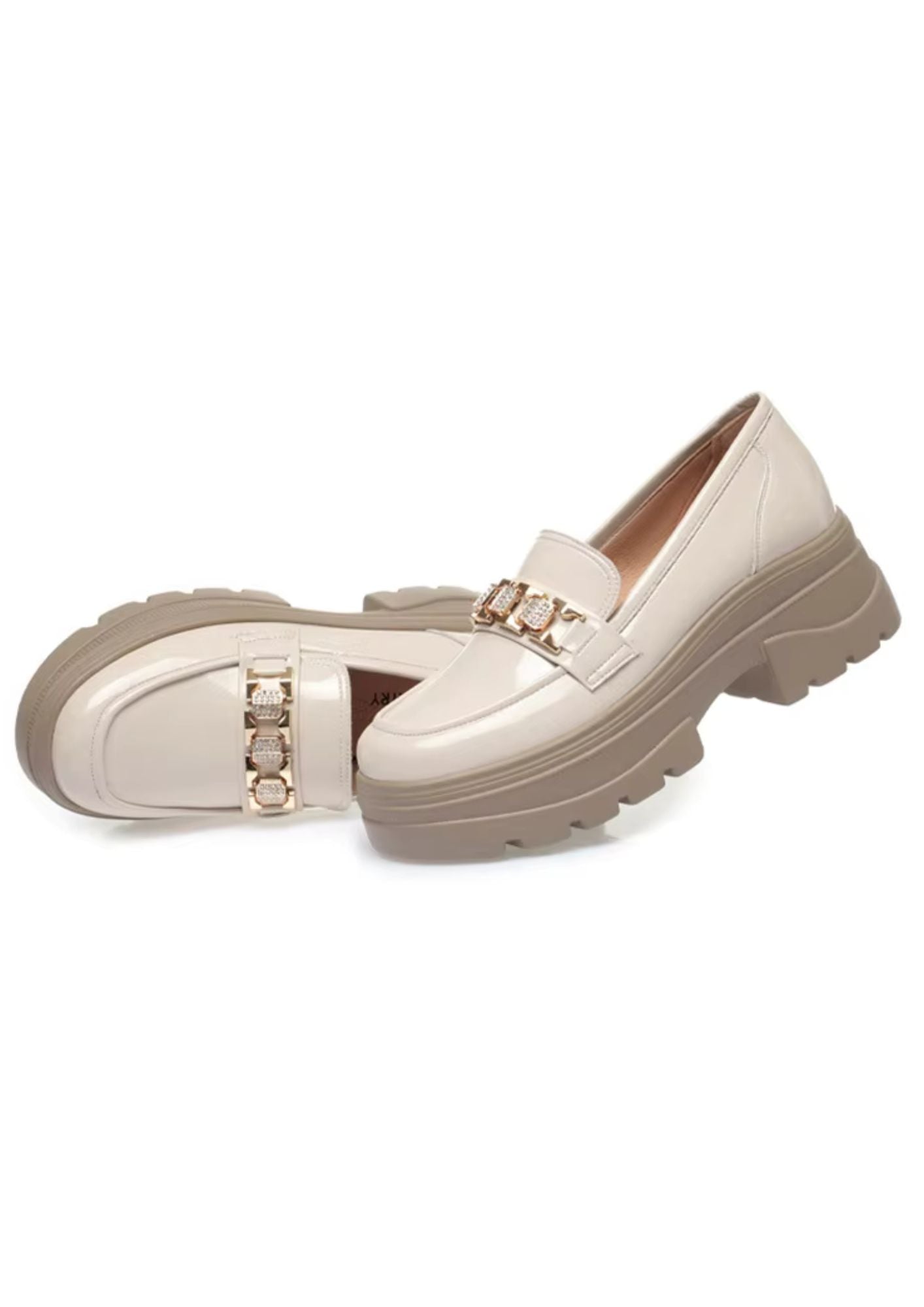 Women’s Horsebit Patent Leather Loafers Cream