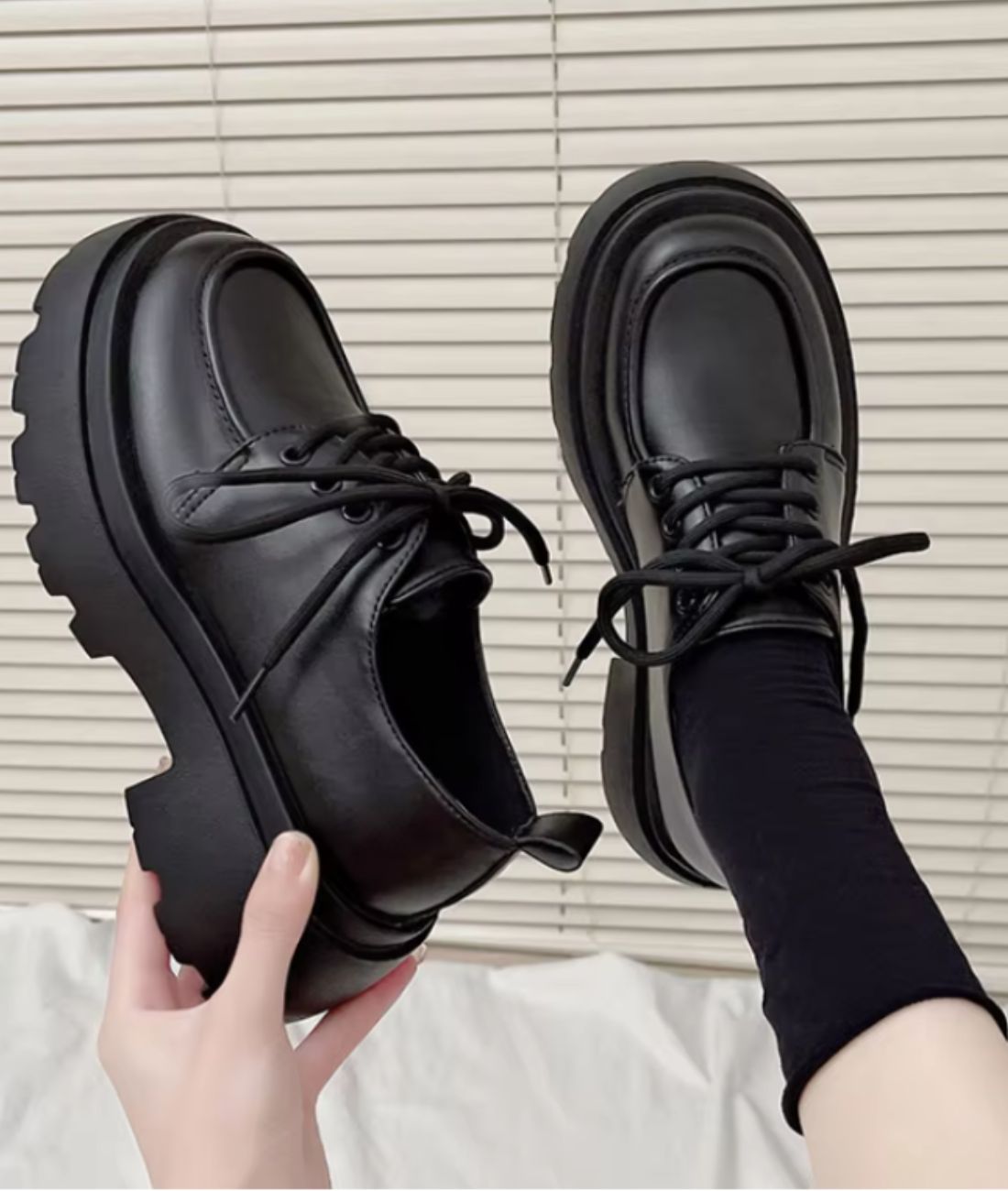 Women’s Platform Patent Leather Loafers Deep Black